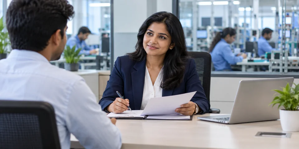 Illustration of hr executive work in an engineering company