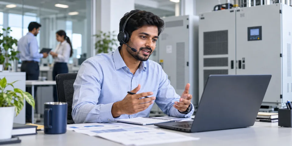Illustration of ups inside sales engineer work in an engineering company